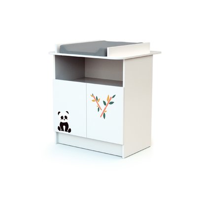 Commode à langer 2 portes, 1 niche en bois Panda WEBABY