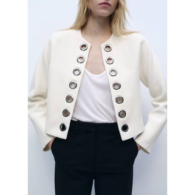 Veste en coton avec bordure perforée MANGO