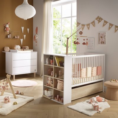 Chambre bébé, Lit 120x60 évolutif et Commode à langer 3 tiroirs SAUTHON