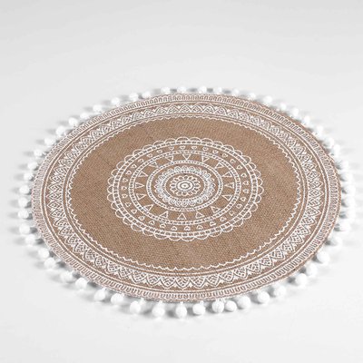 Set de table rond en jute avec pompons DOUCEUR D'INTÉRIEUR