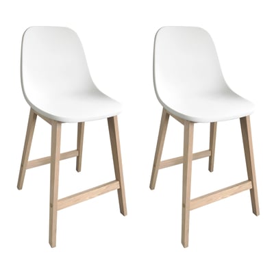 Lot de chaises d'ilot et bar en chêne avec assise plastique 65cm ELIOS MOB IN