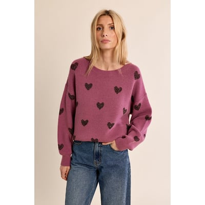 Pull en maille, cœurs pailletés MOLLY BRACKEN