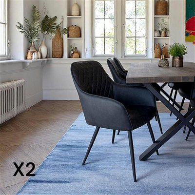 Fauteuil de table gris foncé vintage (lot de 2) SAVONE PIER IMPORT
