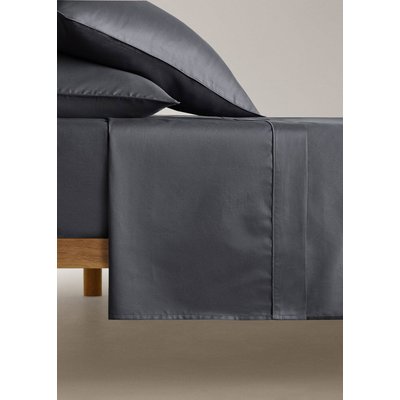 Drap plat coton satin 600 fils finition liseré lit 200 cm MANGO HOME