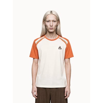 T-shirt en jersey de coton avec bandes rayées épaules Heritage LE COQ SPORTIF