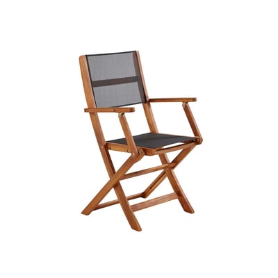 Fauteuil de jardin en acacia et textilène pliant  HANOÏ BERAH GETAH