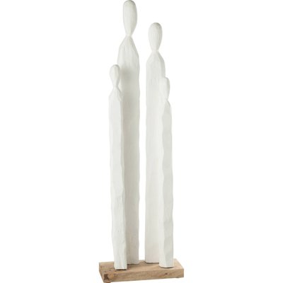 Sculpture groupe personnages blancs en bois déco contemporaine RECOLLECTION