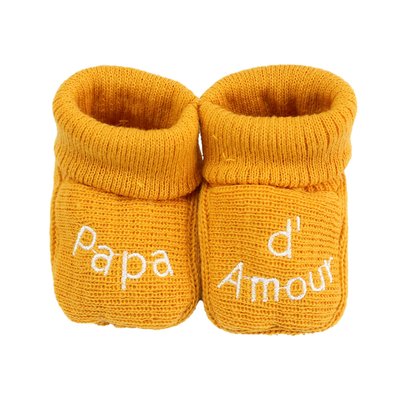 Chaussons naissance - message Papa d'Amour TROIS KILOS SEPT