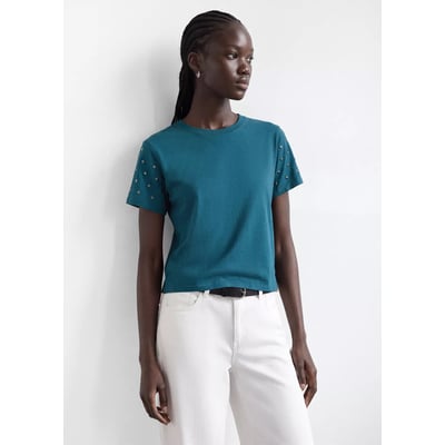 T-shirt en coton avec détail d’étoiles métalliques MANGO TEEN