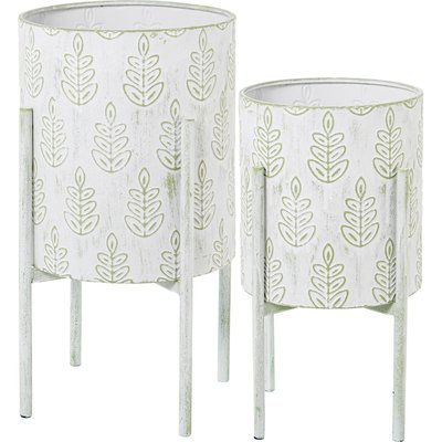 Cache-pots en métal, motif feuille (lot de 2) RECOLLECTION