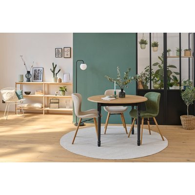 Table extensible ronde bois D115 avec 1 allonge et pieds tournés - VICTORIA HELLIN, DEPUIS 1862