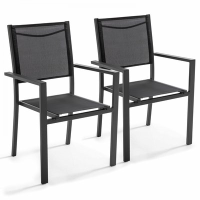 Lot de 2 fauteuils de jardin aluminium/textilène, AJACCIO OVIALA