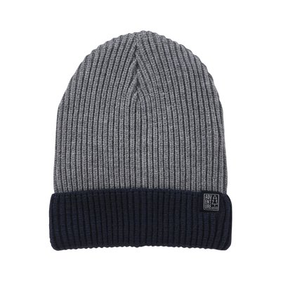 Bonnet bicolore en maille côtelée BASICS VERTBAUDET
