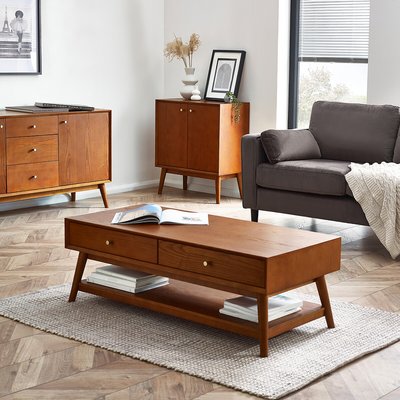 Elijah Retro Ash Wood Storage Coffee Table SO'HOME