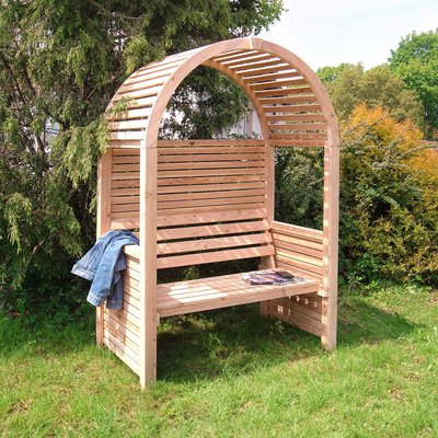 Banc de jardin avec arche en bois CEMONJARDIN