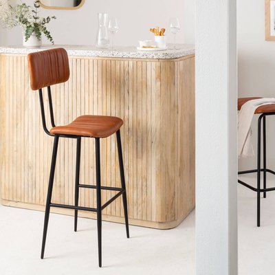 Tabouret de bar en cuir marron  CARL MADE IN MEUBLES 