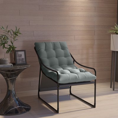 Fauteuil lounge de jardin avec coussin acier époxy polyester OUTSUNNY