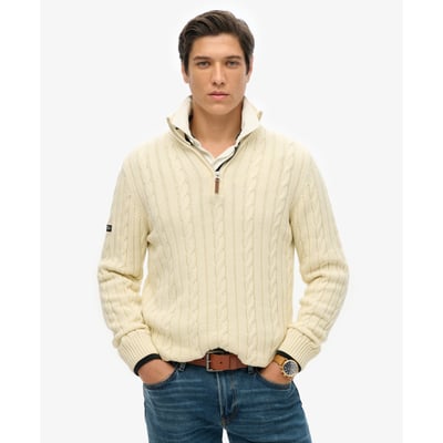 Pull Preppy Cotton Cable Half Zip coupe ajustée SUPERDRY