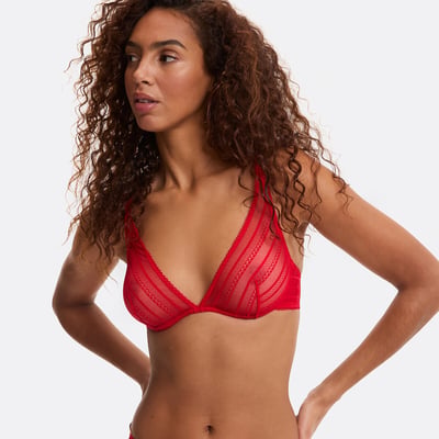 Soutien-gorge foulard en dentelle stretch rayée graphique, AMBRE LA REDOUTE COLLECTIONS