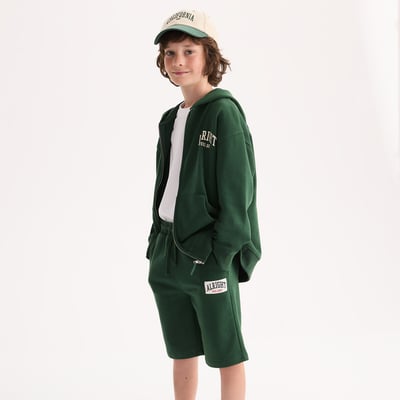Zweiteiliges Set aus Sweatshirt mit Reissverschluss und Kapuze und Bermuda-Shorts, aus Molton LA REDOUTE COLLECTIONS
