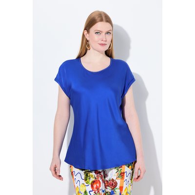 Blouse en satin, col rond et manches courtes ULLA POPKEN