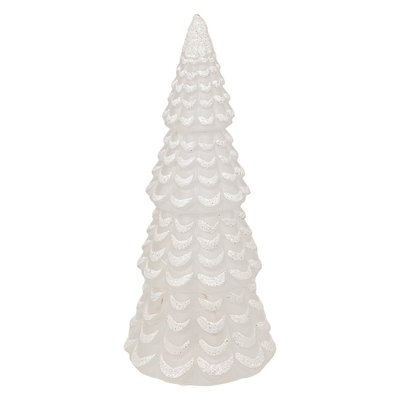 Décoration sapin en verre blanc H23 cm 10 LED blanc chaud à piles FEERIC LIGHTS & CHRISTMAS