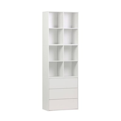 Etagère, bibliothèque modulable décor bois 3 éléments - 3 tiroirs 8 niches KOMPO SWEEEK