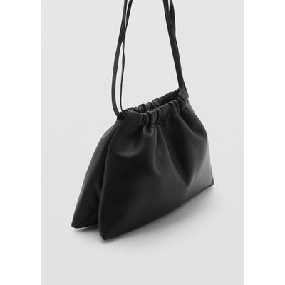 Sac bandoulière en cuir avec fermeture froncée MANGO