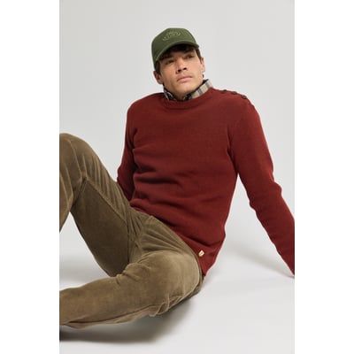 Pull marin uni avec boutons en lambswool HERITAGE ARMOR-LUX