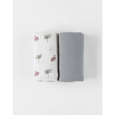 Lot de 2 langes "gorille" en mousseline 70 x 70, NOUKIE'S