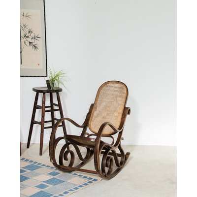 Rocking-chair en cannage Alibert N°33 - Bon état DEBONGOUT