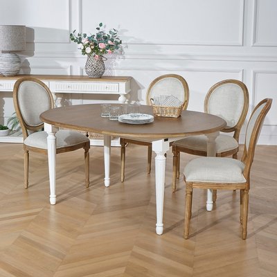 Table ronde en chêne 1 rallonge 4/6 couverts ARLINGTON ROBIN DES BOIS