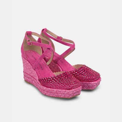 Sandales compensées tressées avec boucle et strass ALMA EN PENA