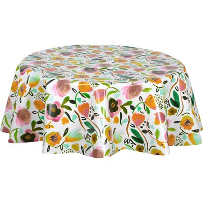 Nappe en toile cirée ronde motifs fleurs EPARSE TOILINUX