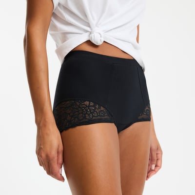 Lot de 2 culottes hautes en coton et dentelle ANNE WEYBURN
