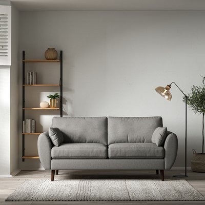 Ada Scandi Soft Woven 3 Seater Sofa with Dark Wood Legs SO'HOME