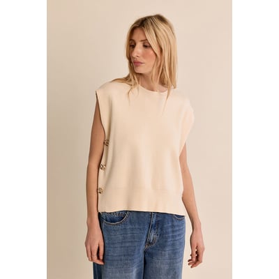 Pull sans manches col rond avec détails boutons MOLLY BRACKEN