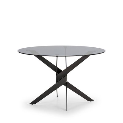 Table à manger 6 personnes en verre trempé et métal - Dravon DRAWER