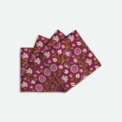 Set of 4 Izild Floral Print Washed Cotton Napkins LA REDOUTE INTERIEURS
