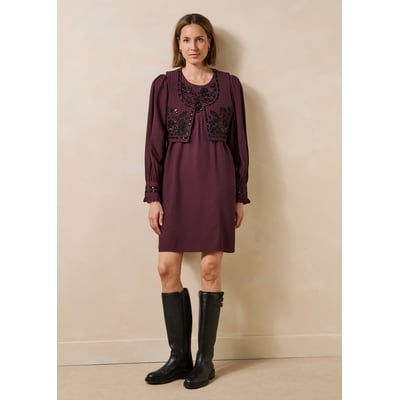 Robe courte manches longues col rond LA FEE MARABOUTEE