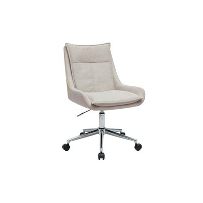 Chaise de bureau à roulettes en tissu effet velours texturé beige et métal chromé BLAISE MILIBOO