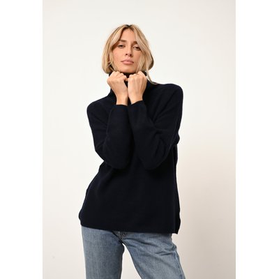 BLANTYRE pull col roulé navy en cachemire JUST CASHMERE