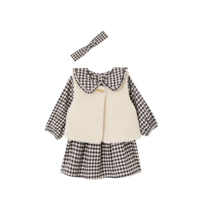 Ensemble 3 pièces robe vichy + gilet + bandeau ATELIER VERTBAUDET