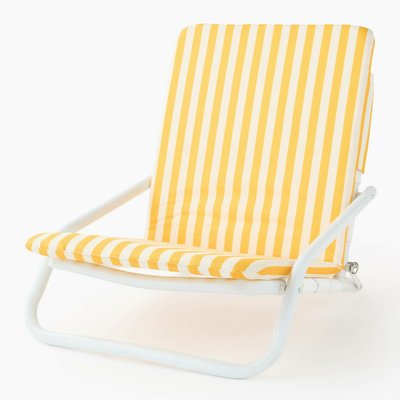 Chaise pliante en métal, matelas en tissu rayé MONOPRIX