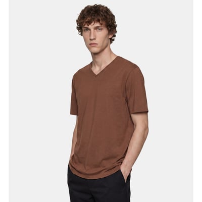 T-shirt sishev droit coton biologique col v GALERIES LAFAYETTE