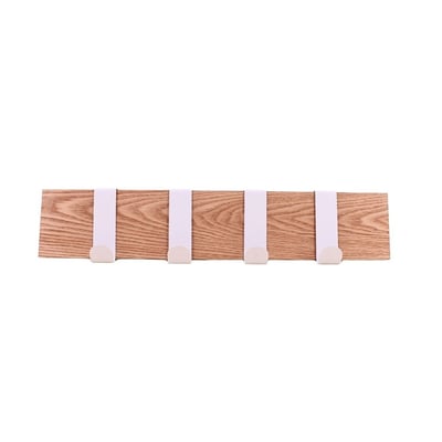 Patère 4 têtes en bois et métal blanc 51cm ORNAMI