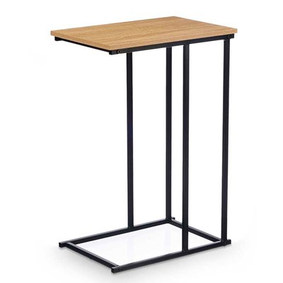 Table d'appoint bout de canapé métal noir et bois 40x26x58cm WADIGA