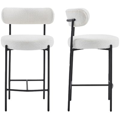 Lot de 2 tabourets de bar en tissu bouclé - EVORA HOMIFAB