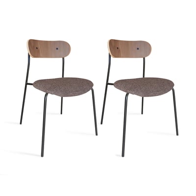 Lot de 2 chaises en tissu et dossier en finition noyer, GASTON NOW'S HOME