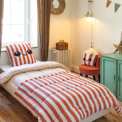 Parure de lit en 100% coton à motifs avec housse de couette + taie d’oreiller EDEN